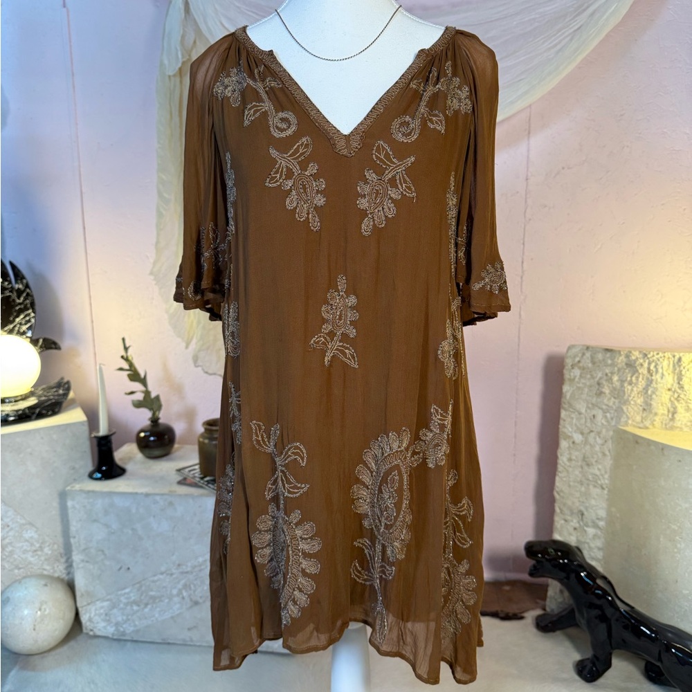 Free People Sheer Embroidered Tunic Dress – Size XS